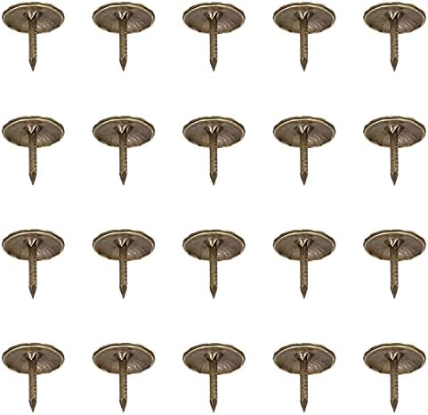 Unhas de estofamento bettomshina tachões de 0,39 de cabeça dia ferro ferro estilo metal vintage metal redondo push pins 0,39 altura para decoração de móveis cadeira de cadeira de cortiça sofá cabeceiras de bronze 100pcs