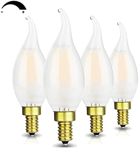 Flmamt 60 watts LED equivalente Bulbo de filamento, 6W 600Lm 3000K Lâmpada de candelabra transparente com base E12 e