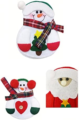 Conjunto de titulares de tabela de mesa de Natal Dzrige 4pcs, fofas de faca de boneco de neve tampas de bolsas para