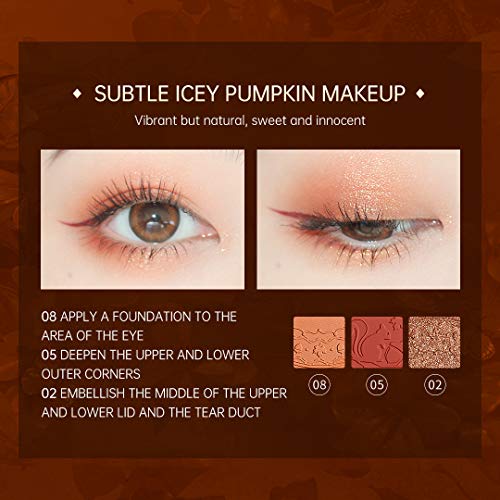 Zeesea Eyeshadow paleta-matte shimmer 9 cores durar as sombras estéticas de textura de maquiagem pigmentada de maquiagem para uso diário （#03 Abóbora）