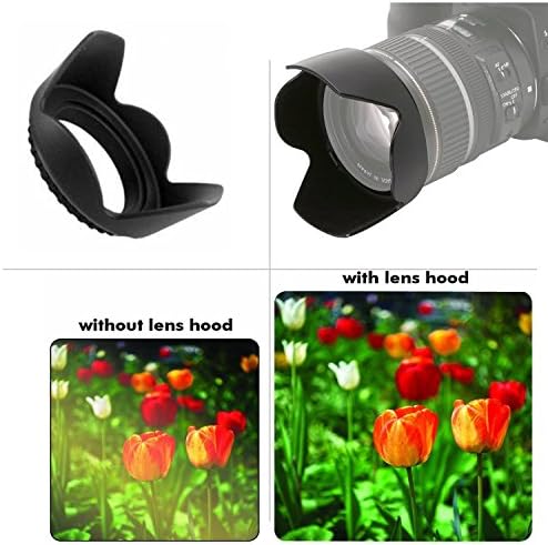Capô da lente de flor de tulipa digital de 77 mm para Canon Eos R, EOS 6D, EOS 6D Mark II, EOS 5D Mark IV Câmera com
