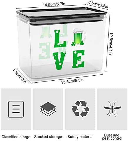 Love Beer Food Storage Storage Caixas plásticas de armazenamento transparente com tampa de vedação