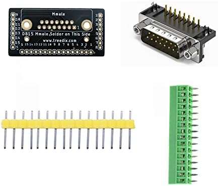 Treedix DB15 Male Board Board DB15 Connector de interrupção serial para porta de 15 pinos com bloco de terminal de parafuso