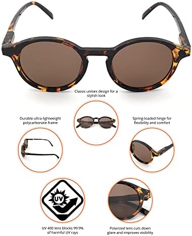 J+S hali retro redondo óculos de sol de olho de gato, óculos de sol polarizados com proteção UV