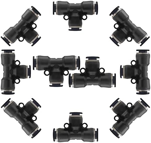 Rierdge 10 pcs camiseta 1/2 polegada od pneumático rápido conexão de conexão, push de plástico para conectar acessórios de tubo