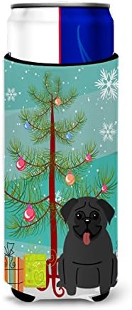 Tesouros de Caroline BB4131MUK Feliz Natal árvore Pug Black Ultra Hugger para latas finas, lata de manga mais fria
