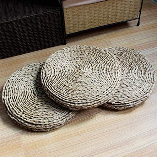 Huawell japonês tradicional tatami redonda trançada natureza artesanal palha de palha tecido almofada de sede ioga redonda tapete zafu almofada