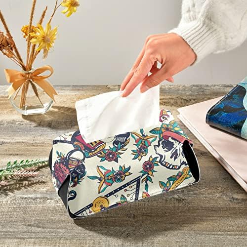 Caixa de tecido para mulheres do crânio Caixa de tecidos de tecido retangular Caixa de lenço de papel com alça Distribuidor de tecidos