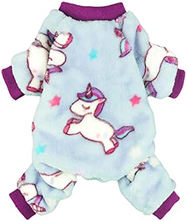 Roupas de estimação de umicorn em fitwarm para pijama de cachorro casaco gato pjs macacão macio de veludo macio médio roxo