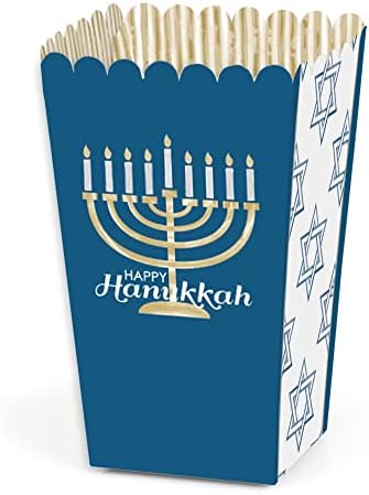 Big Dot of Happiness Happy Hanukkah - Chanukah favorece caixas de tratamento de pipoca - Conjunto de 12