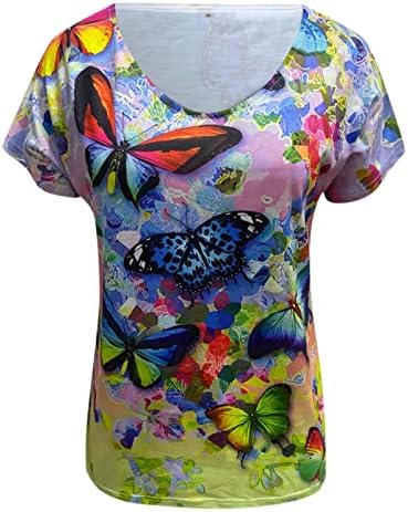 Meninas camiseta de verão no verão outono de manga curta algodão vneck butterfly pintando camiseta gráfica floral