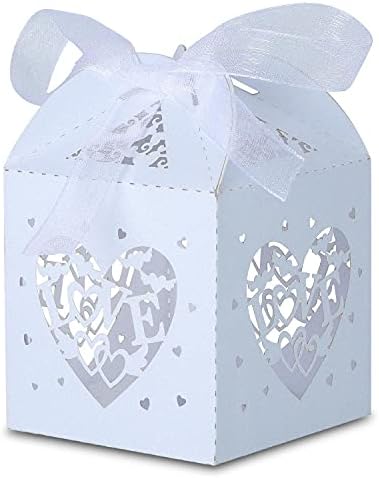 Kslong 50pcs Caixas de favor do casamento branco, caixa de favor de pequenas festas para chuveiro de noiva, caixas
