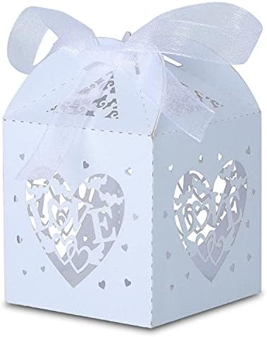 Kslong 50pcs Caixas de favor do casamento branco, caixa de favor de pequenas festas para chuveiro de noiva, caixas de favor de doces fofos para festa de aniversário para crianças, mini chá de chá de bebê para convidados