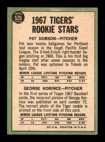 526 Pat Dobson/George Korince Stars Rookie - 1967 Topps Baseball Cards classificados EX/EX+ - Baseball cortados cartões vintage autografados