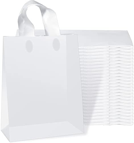 Jeyiour 150 PCs Sacos de plástico com alças, sacolas de presente fosco para pequenas empresas, sacolas de compras reutilizáveis ​​para festa de mercadorias de varejo