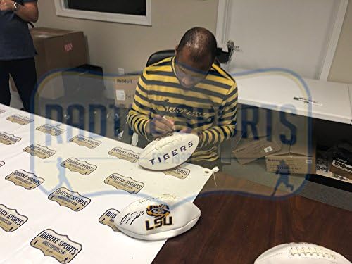 Deion Jones autografou/assinado o futebol bordado da LSU
