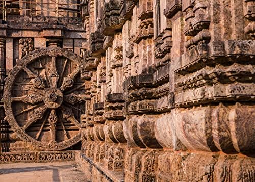 BELECO 7x5ft Fabric Sun Temple Konark, Índia cenário antigo Templo indiano Templo histórico Edifícios de escultura CARROIáticos