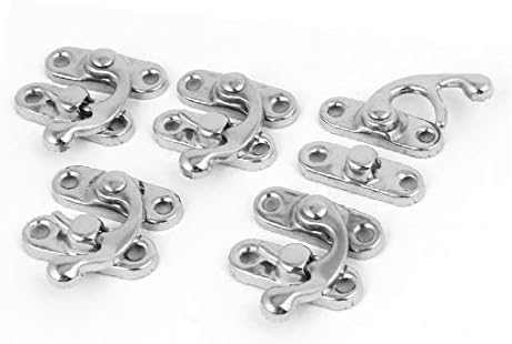 X-Dree Wine Box Hook trava de trava de trava Hasp Silver Tone 5pcs (Caja de Vino Cofre Gancho Cierre de Hebilla Captura Toggle Hasp Silver Tone 5pcs