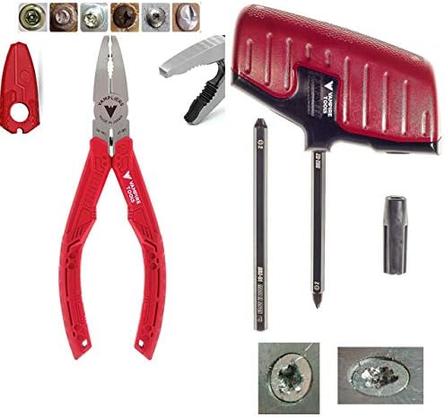 Vampliers mundos melhores alicates de 2-PC Conjunto de parafuso S2Q 6,25 ″ Piculadores de extração de parafuso+Extrator de parafuso embutido com colméia com conjunto de 2 em 1 bits Remova retirado/enferrujado/corroído/preso/parafusos/Torx/Torx/porca/parafusos/parafusos