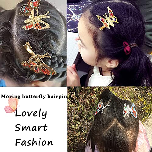 Clipes de cabelo de jacaré de borboleta LINF com asas em movimento, clipes de cabelo de borboleta de metal 3D Metal para