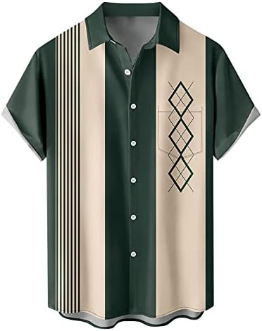 Camisa havaiana para homens, manga curta masculina para baixo camisetas de boliche vintage Camisas havaianas estampadas casuais camisa