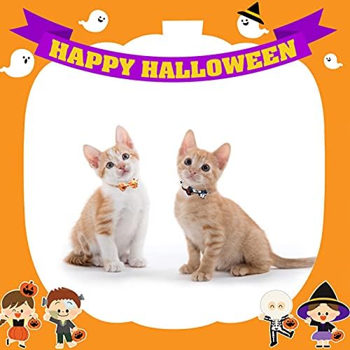 Hacraho Halloween Cat Collars Breakaway com Bowtie Bell, 2 PCs Pumpkin Print Cat Collar com gravata borboleta removível