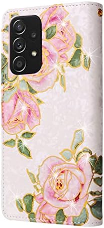 Caso floral de ouro de luxo para o Samsung Galaxy A12 A22 A32 A33 A53 S21 Fe S22 Ultra Anti-roubo de couro Flip Phone Tampa para