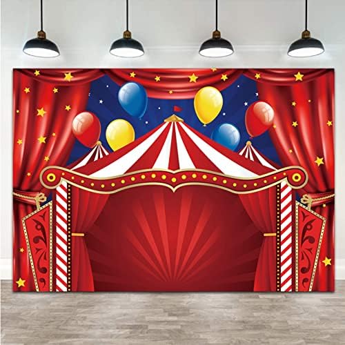 Big Top Circus Theme Photography Beddrop Carnaval Red Tent Stars Balão foto fundo 5x3ft para o chá de chá de chá de chá de