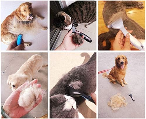 Cães gatos remoção de cabelo pente pente de estimação dessedição longa ou curta arremessador de cabelo, pincel de limpeza