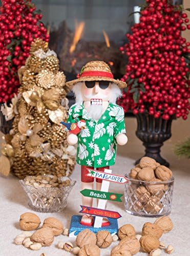 Criações inteligentes Summer Papai Noel 14 polegadas de madeira tradicional de madeira, decoração festiva de Natal para prateleiras