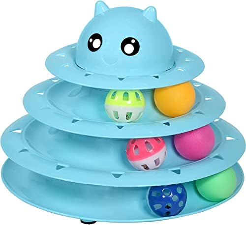 Rolo de brinquedos de gato de 3 níveis de gato brinquedos de gato Bolas com seis bolas coloridas gatinho interativo divertido exercício físico mental pompeleiro brinquedos de gatinho.