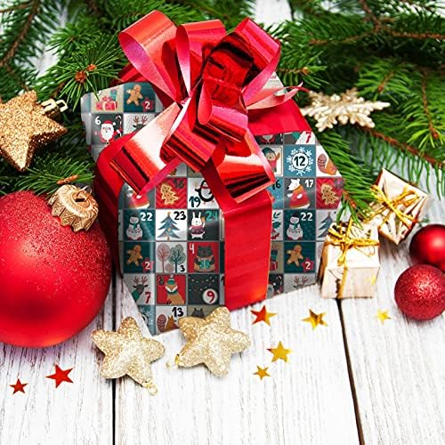 QPOUT 6 Pacote Papel de embrulho de Natal, Presentes de Natal Papel de embrulho, Feliz Natal Papai Noel Árvore de Natal Rena