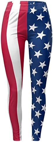 4 de julho Leggings for Women American Flag Soft Tummy Control Calças impressas para o treino Yoga Shapewear para mulheres