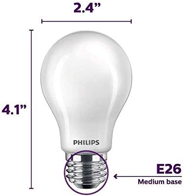 Philips liderou a lâmpada A19, luz branca macia e não minúscula, 10W = 60W, E26 Base e LED efetivo de brilho quente e fosco