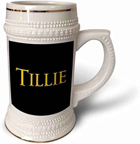 3drose Tillie Nome da menina elegante na América. Amarelo em preto. - 22 onças de caneca