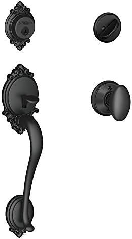 Schlage Brookshire Single Cylinder Handleset e Siena Knob, Black Matte