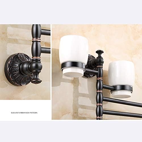 Black Copper Multi-Rod Roda de dentes Rack de escova de dentes, instalação de perfuração montada na parede, adequada para o banheiro da banheiro Balcony 32 × 8 × 28,5cm