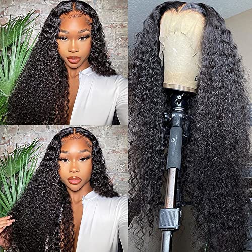 Para mulheres negras ondas de água de renda de perucas dianteiras de onda profunda cabelos humanos 13x4 Lace Frontal perucas