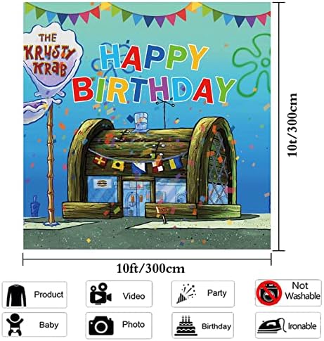 10x10ft de desenho animado Bob Esponja Fotografia Caso -Caso Crianças Feliz 1º Aniversário Decorações de Partes Banner Photos