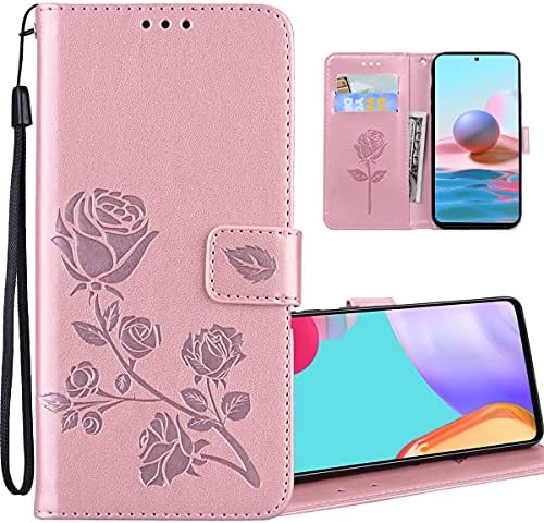 Caixa de carteira de padrão de flores de rosa Ysnzaq para Samsung Galaxy A13 5G /Galaxia A04S, suporte magnético e caça a slots de