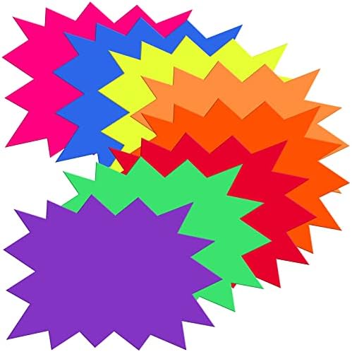 90 peças 5x6,6 polegadas Starburst Sinais de sinais fluorescentes sinais de starburst para preços de varejo sinais de papel