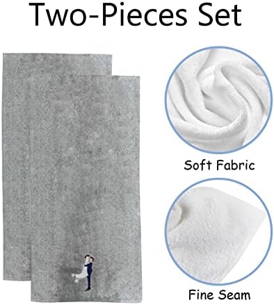 Toalhas de mão Kttytt Conjunto de 2 toalhas de rosto marinho marinho azul branco confortável confortável algodão premium