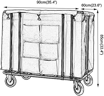 Carrinhos de omoonos, carrinho em movimento, caminhões de mão de cozinha, carrinho de lavanderia grande, carrinho de classificação de lavanderia com sacos de tecido