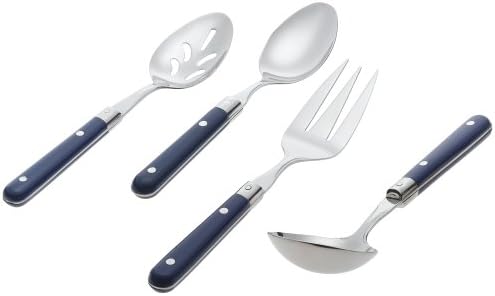 Ginkgo International Le Prix de 4 peças Aço inoxidável Hostess Conjunto de porções, azul brilhante