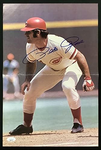 Pôster assinado de Pete Rose 10x16 beisebol trimestralmente Reds Cy MVP Auto JSA 2 - Fotos autografadas da MLB