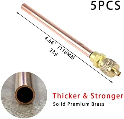 Válvula de acesso ao serviço Tighall 5pcs, 1/4 SAE x 1/4 od x 4,66 Válvula de carregamento de cobre de latão para serviço