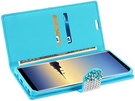 Reiko Samsung Galaxy Note 8 Caixa de carteira de strass de diamante na carteira de carteira para Samsung Galaxy Note 8 - Blue