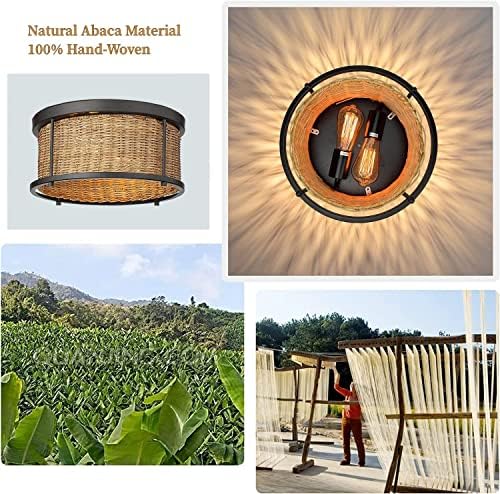Luz de teto de montagem em rattan desng, lâmpada de teto, luminária de teto de bambu, luminárias de rattan de vime, luminárias