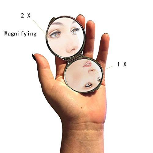 Espelho, espelho de maquiagem, espelho de bolso de caixa de lobo animal, ampliação de 1 x 2x