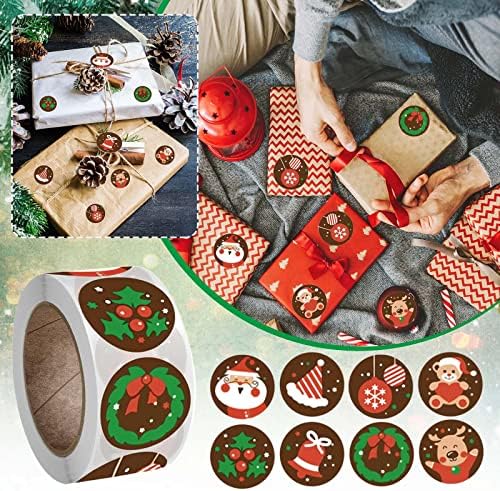 TODOZO Pack Christmas Sticker Rótulos Decoração 1 Rolo de 500 adesivos para decoração de festa de Natal Lâmpada de estúdio